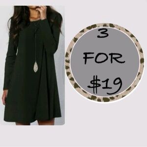 3/$19 Wishlist long sleeve swing tunic top blouse dress